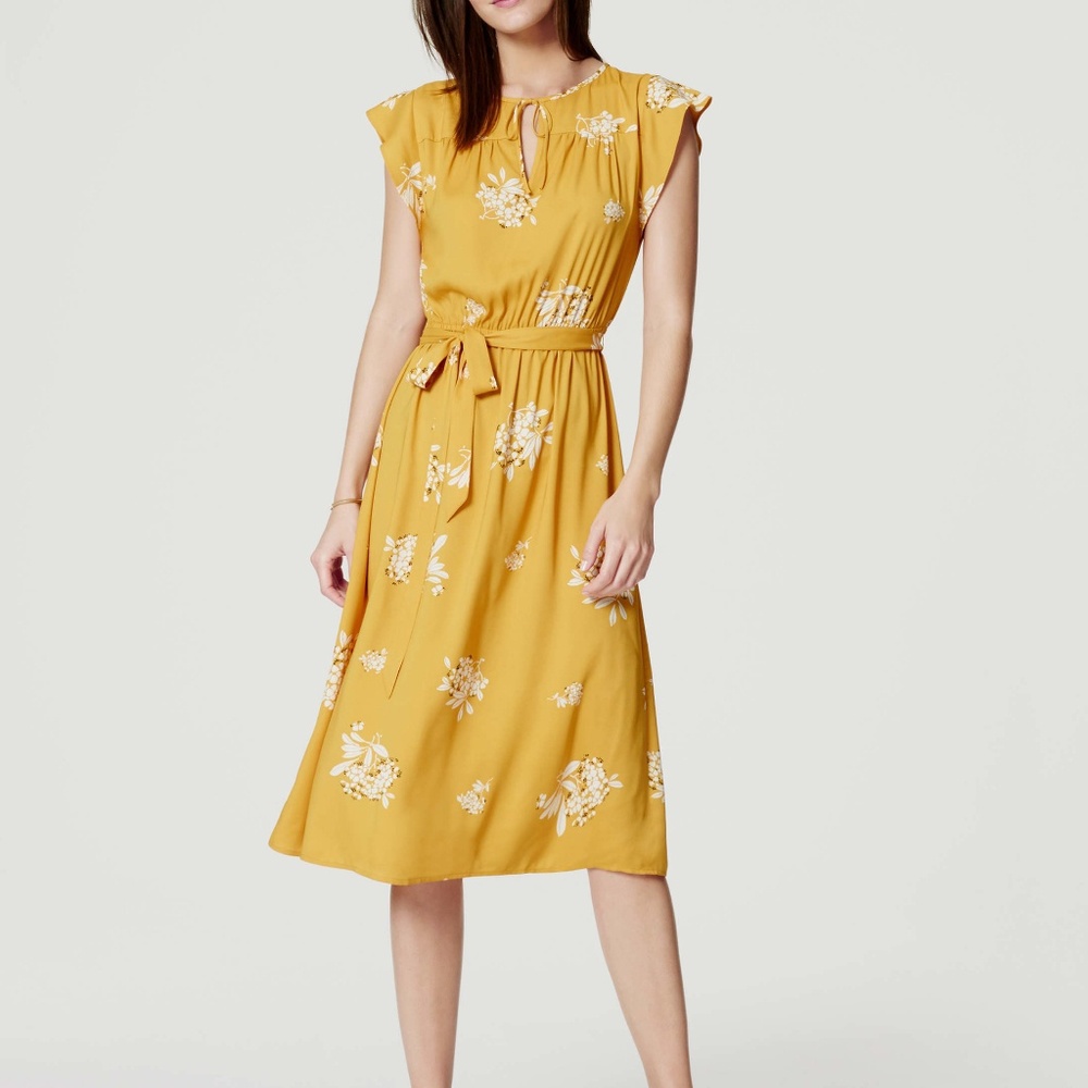 Ann Taylor LOFT hydrangea flutter sleeve dress